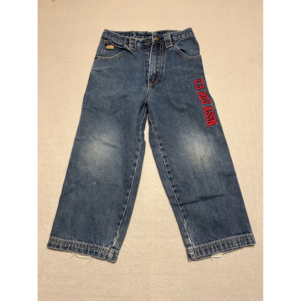 Vintage US Polo Assn Kids Carpenter Jeans Blue Denim Embroidered Size 6